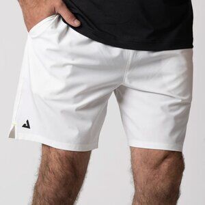Joola Men's Woven 7” Athletic Pickleball Tennis Shorts in White, size L